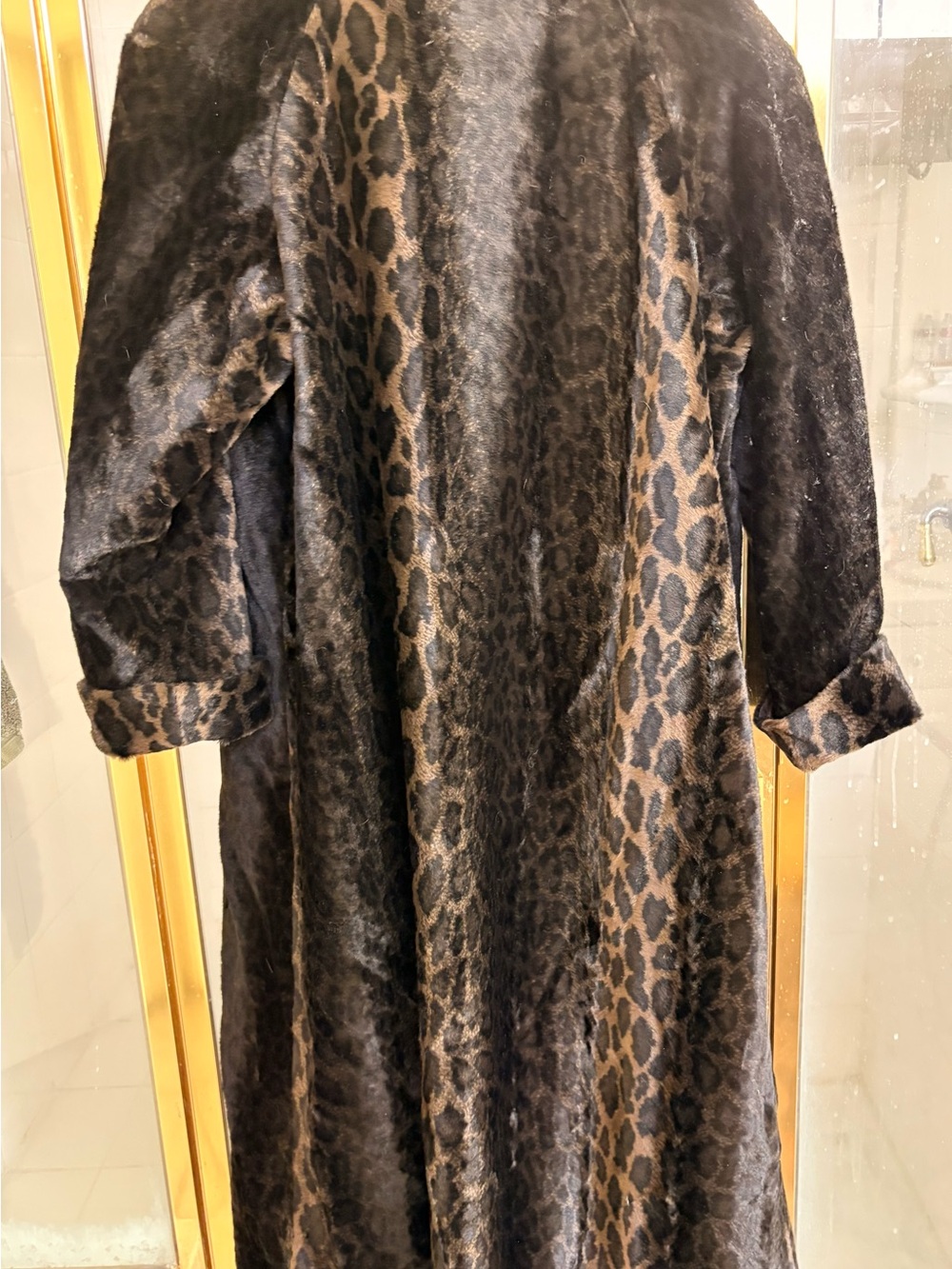 Cache Leopard Pattern Maxi Coat Size Small